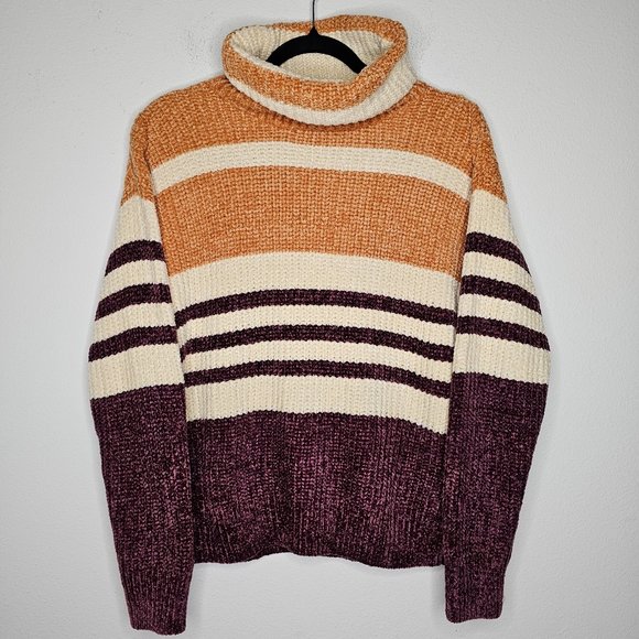NWT Roxy Women's Multicolor Velvet Morning Turtleneck Sweater Size Small - Picture 1 of 6